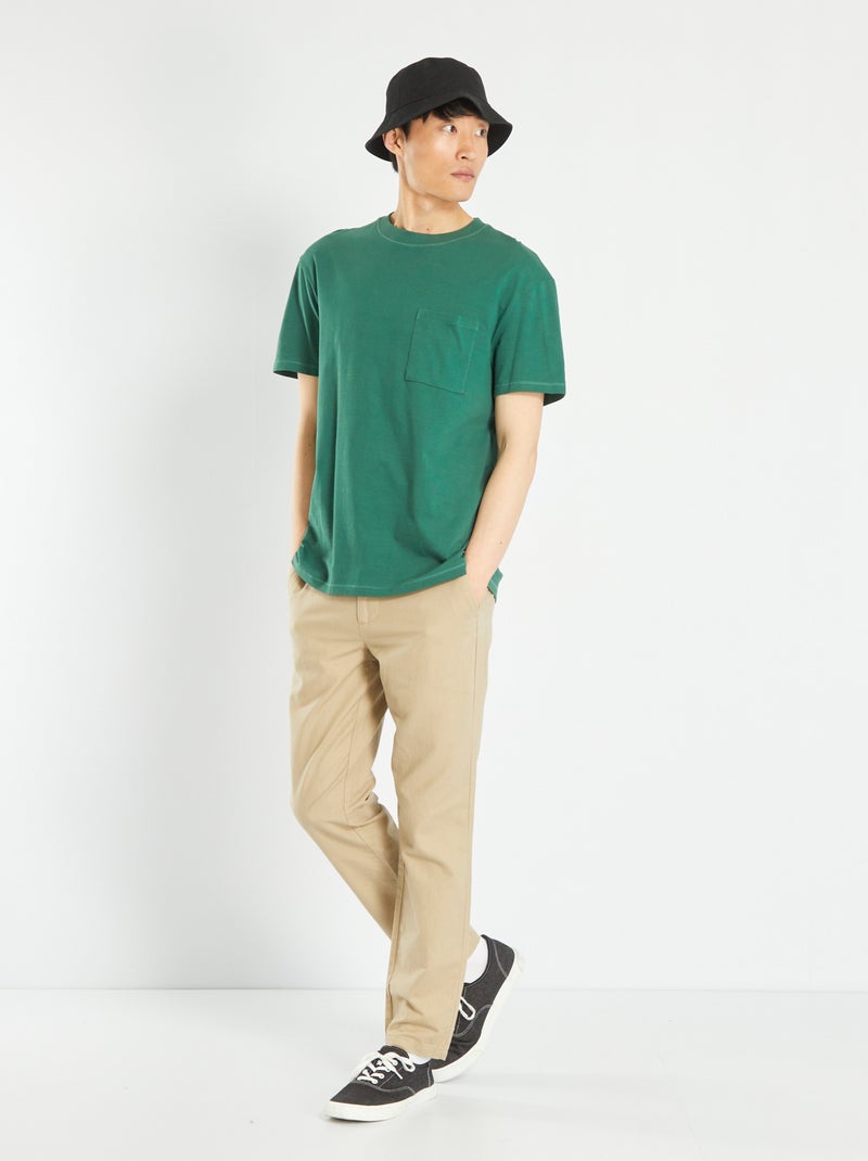 T-shirt larga in jersey con tasca Verde - Kiabi