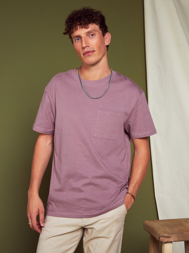 T-shirt larga in jersey con tasca VIOLA - Kiabi