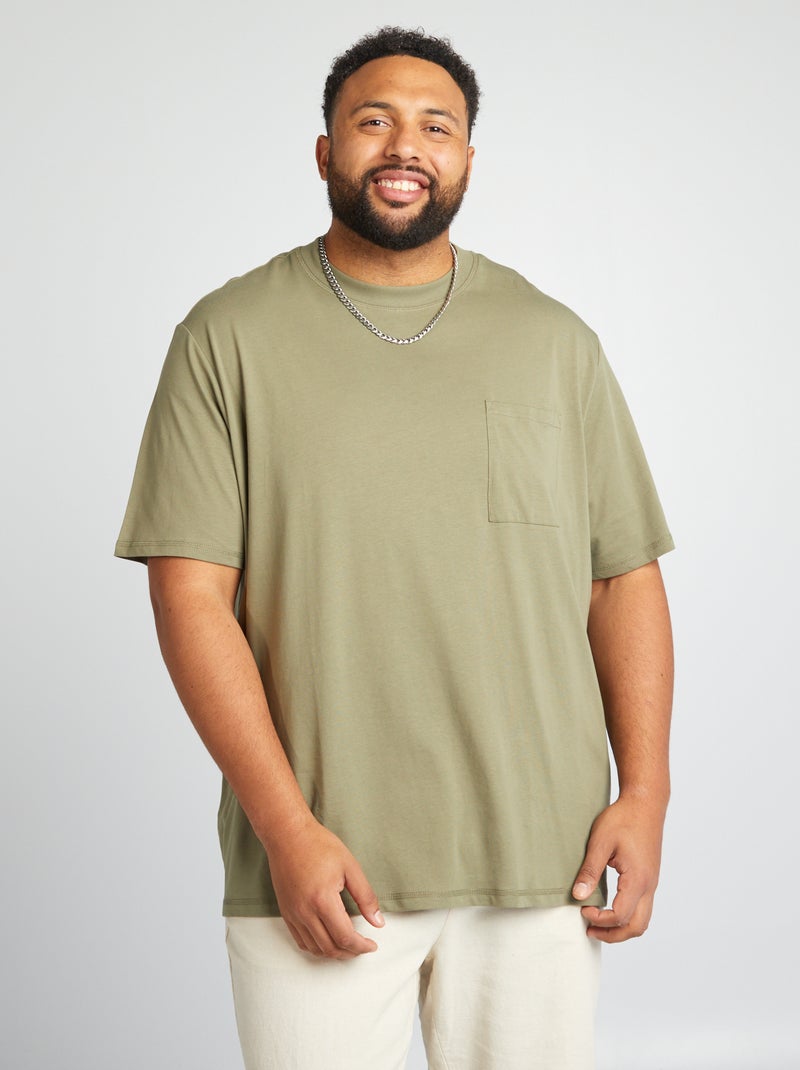 T-shirt larga in jersey tinta unita VERDE - Kiabi