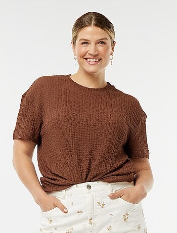 T-shirt larga in maglia goffrata