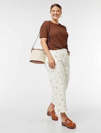 T-shirt larga in maglia goffrata