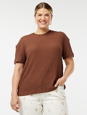 T-shirt larga in maglia goffrata