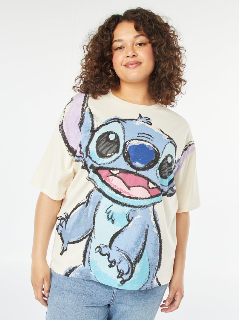 T-shirt larga 'Stitch' BIANCO - Kiabi