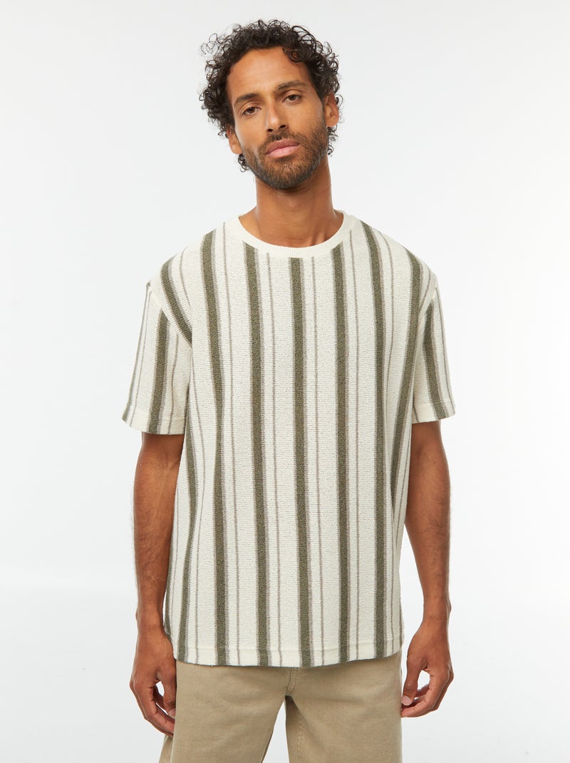 T-shirt lavorata a maglia a maniche corte - Beige - Kiabi