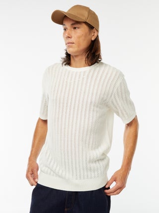 T-shirt lavorata a maglia a maniche corte