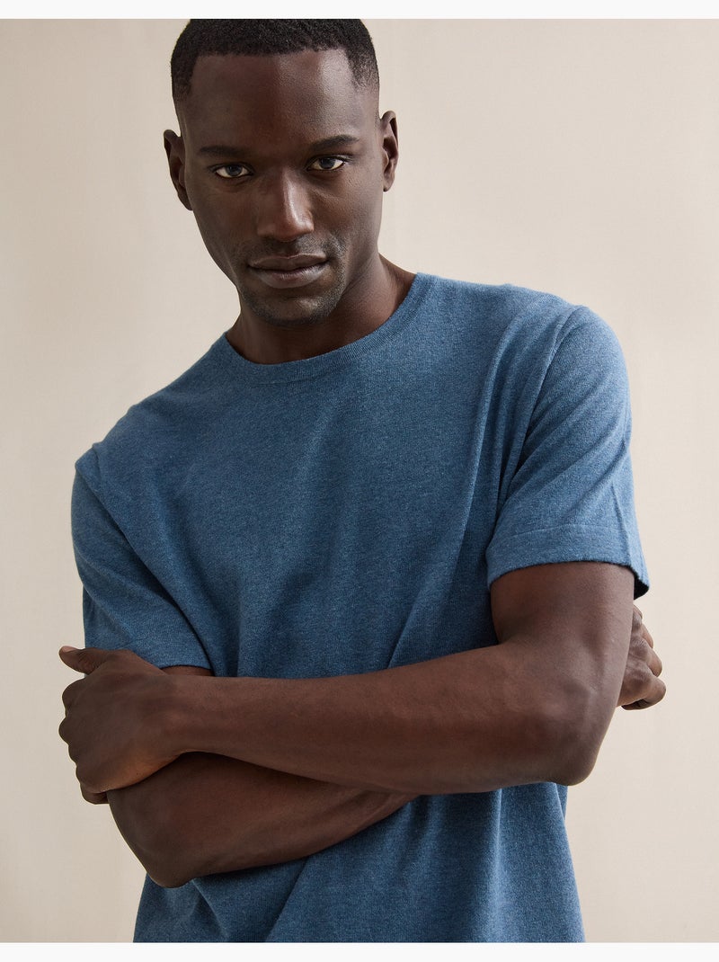 T-shirt lavorata a maglia con cashmere, MO Fashion Blu - Kiabi