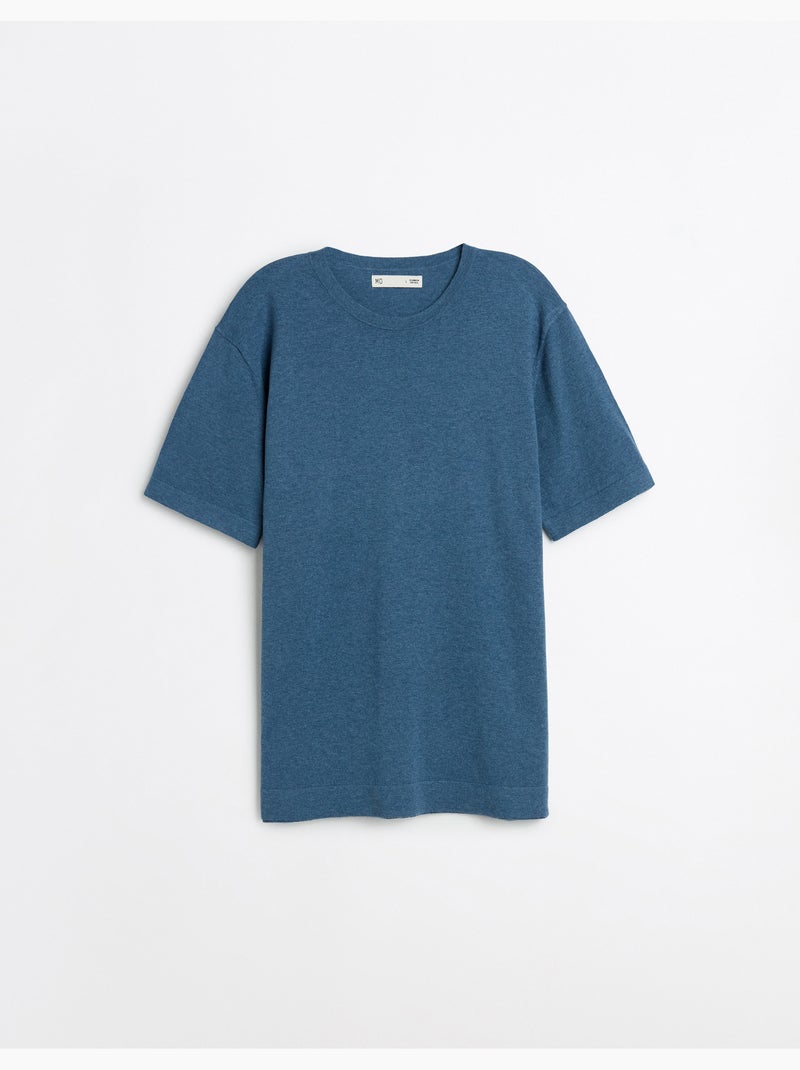T-shirt lavorata a maglia con cashmere, MO Fashion Blu - Kiabi