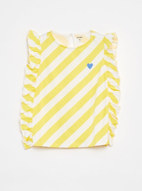 T-shirt leggera e colorata con giromanica con volant - Kiabi