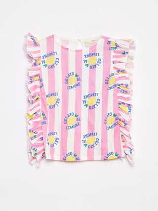 T-shirt leggera e colorata con giromanica con volant