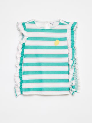 T-shirt leggera e colorata con giromanica con volant