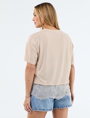 T-shirt leggero con bordo in pizzo