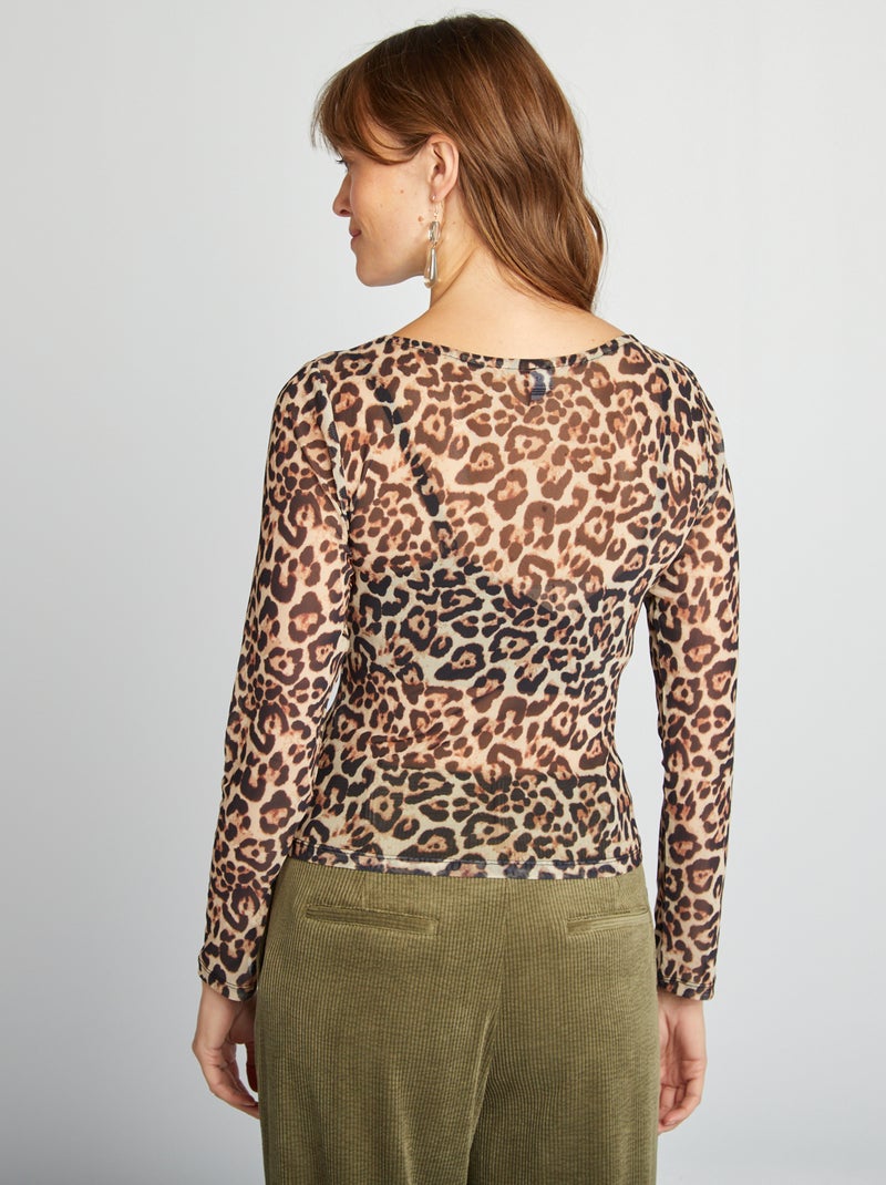 T-shirt leopardata a maniche lunghe MARRONE - Kiabi