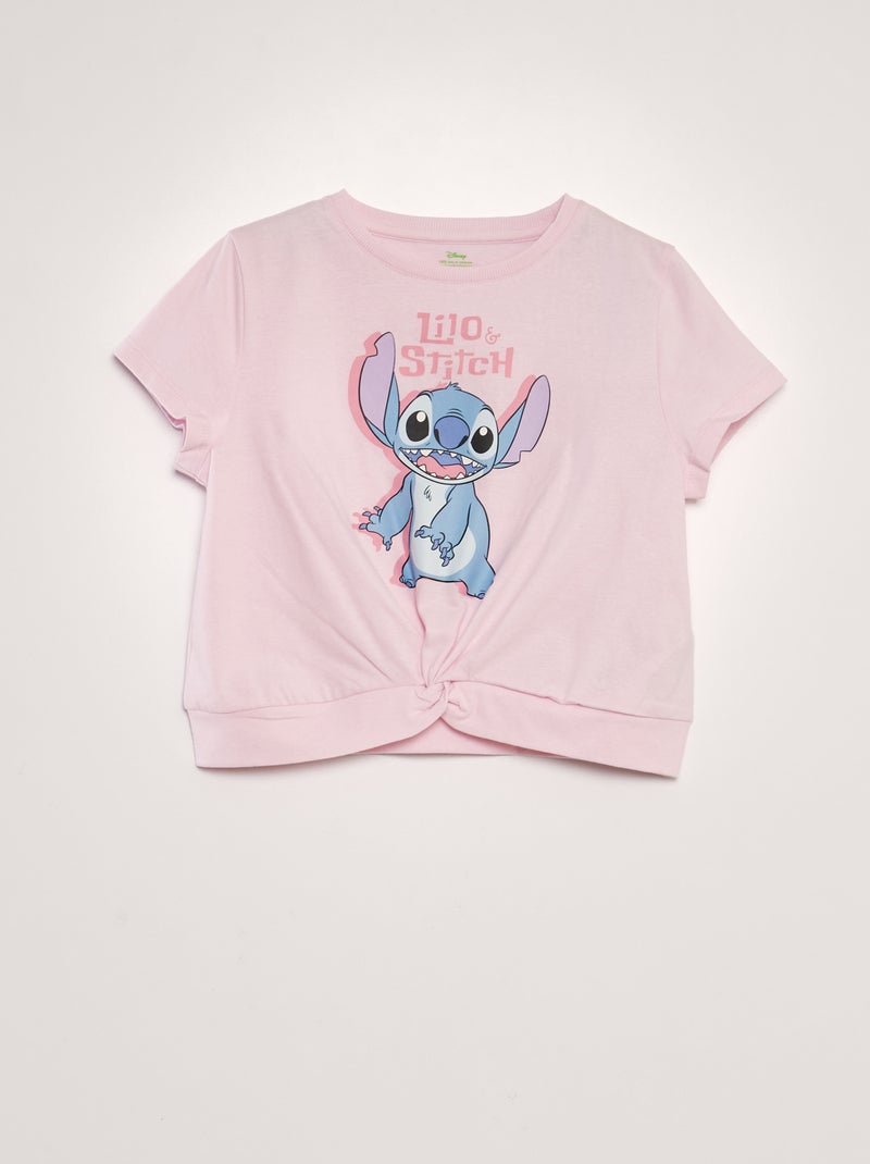 T-shirt 'Lilo et Stitch' a maniche corte effetto annodato ROSA - Kiabi