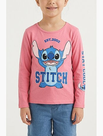 T-shirt lilo & stitch rosa bambina | licenza ufficiale