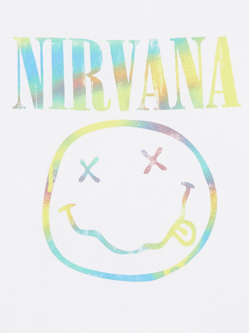 T-shirt loose fit a maniche corte 'Nirvana' bianco - Kiabi