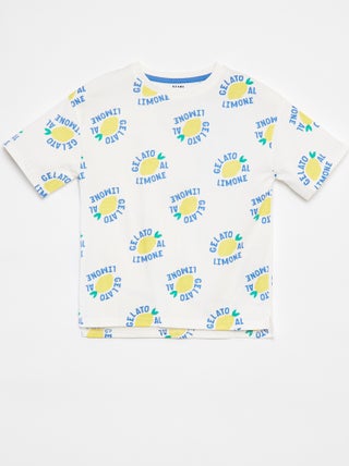 T-shirt loose fit con stampa a maniche corte - Dietro allungato