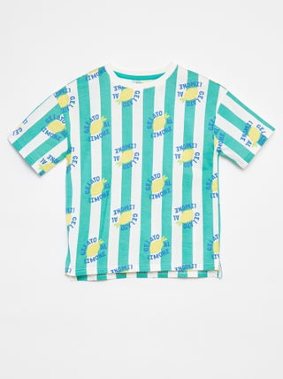 T-shirt loose fit con stampa a maniche corte - Dietro allungato