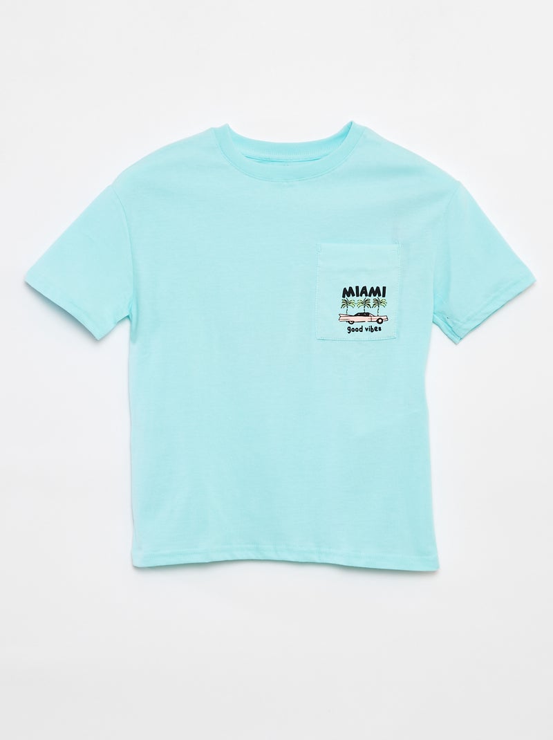 T-shirt loose fit con taschino sul petto BLU - Kiabi