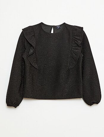 T-shirt brillante a maniche lunghe