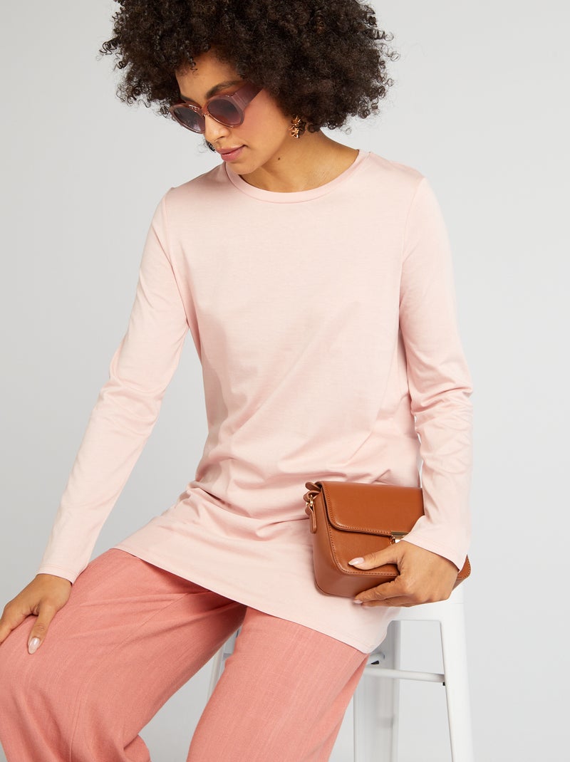T-shirt lunga con maniche lunghe ROSA - Kiabi