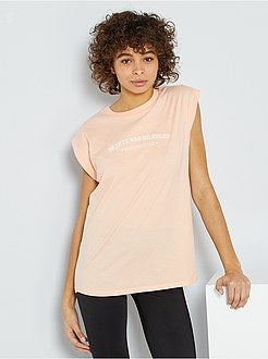 T-shirt lunga con ricamo - Kiabi