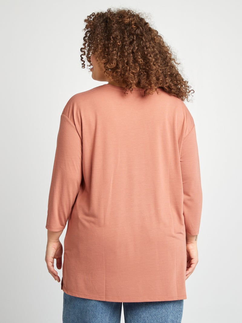 T-shirt lunga con scollo a V ROSA - Kiabi