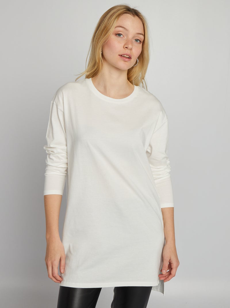 T-shirt lunga Ecru - Kiabi