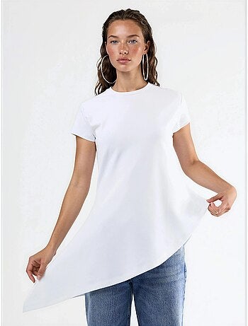 T-shirt lunga in misto cotone con girocollo busem