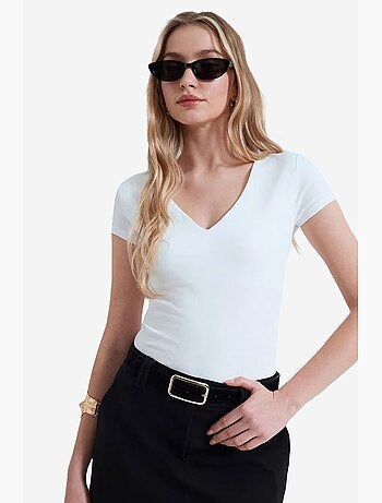 T-shirt maglia scollo a v manica corta dilvin