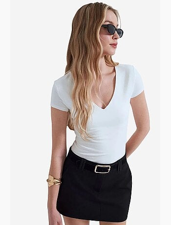 T-shirt maglia scollo a v manica corta dilvin