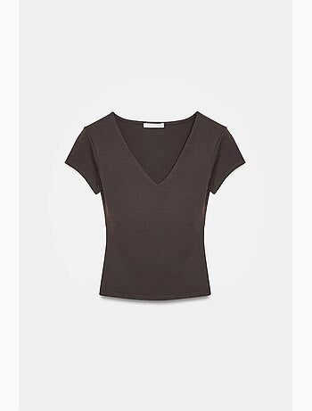 T-shirt maglia scollo a v manica corta dilvin