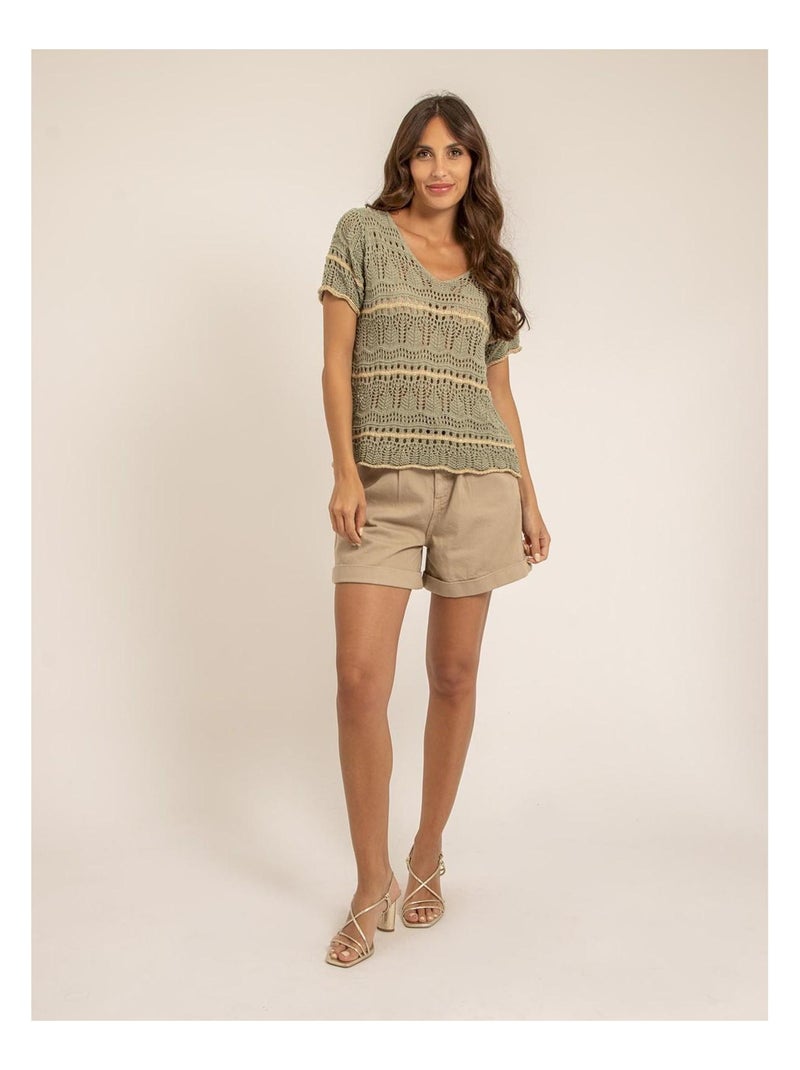 T shirt maille FILOMA Cachi - Kiabi