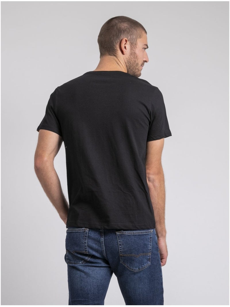 T-shirt manches courtes col rond pur coton JAKITED Nero - Kiabi