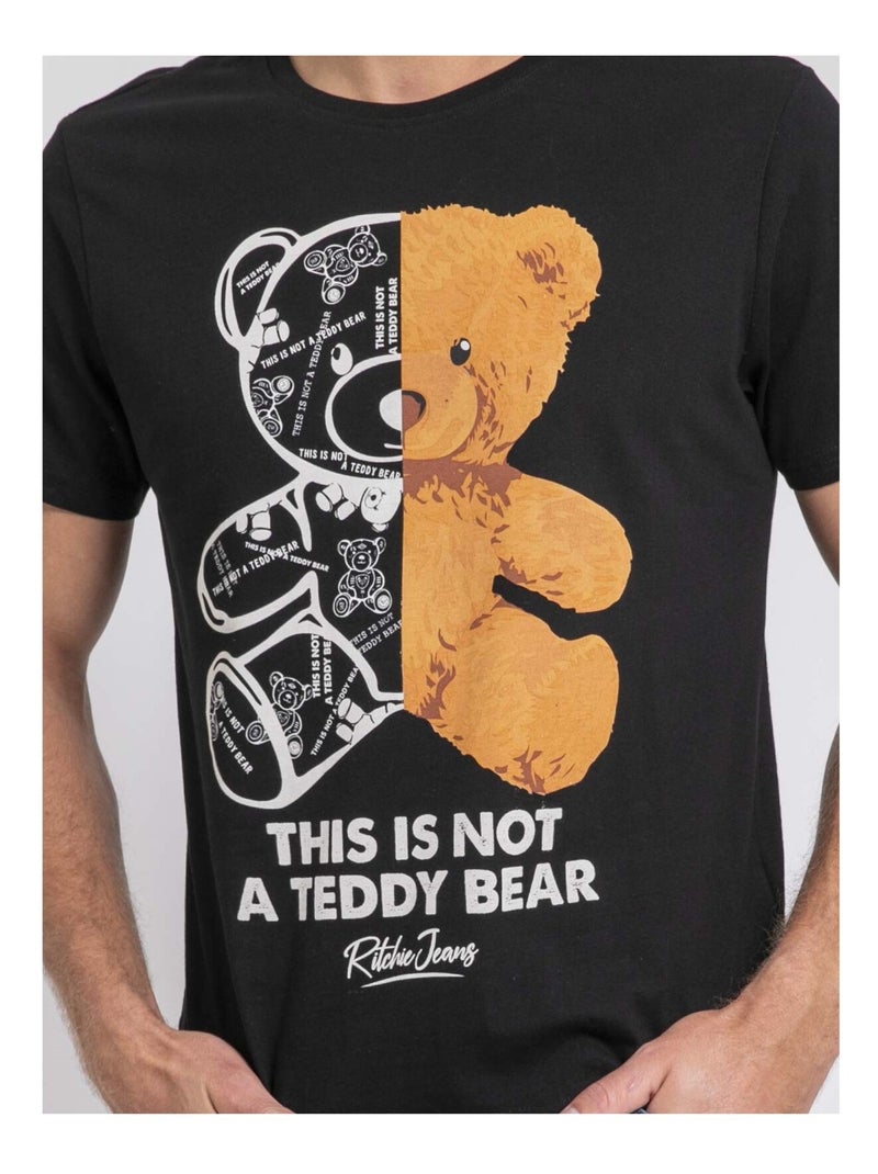 T-shirt manches courtes col rond pur coton JAKITED Nero - Kiabi