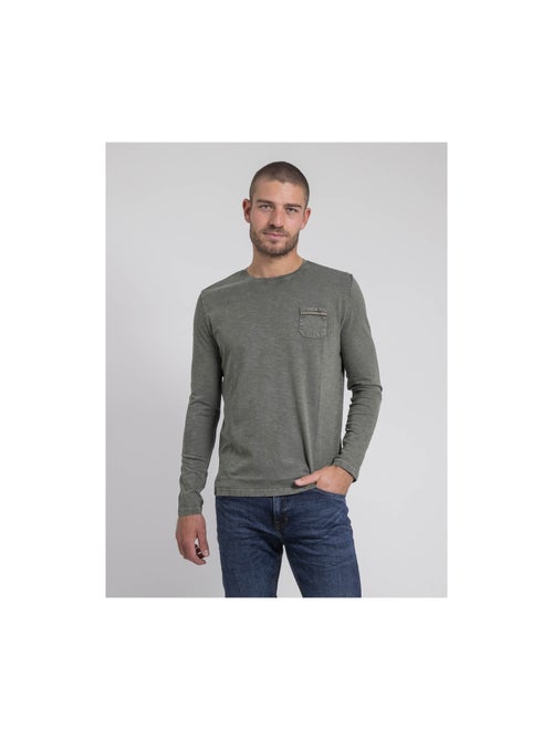 T-shirt manches longues col rond pur coton JABITAL - Kiabi