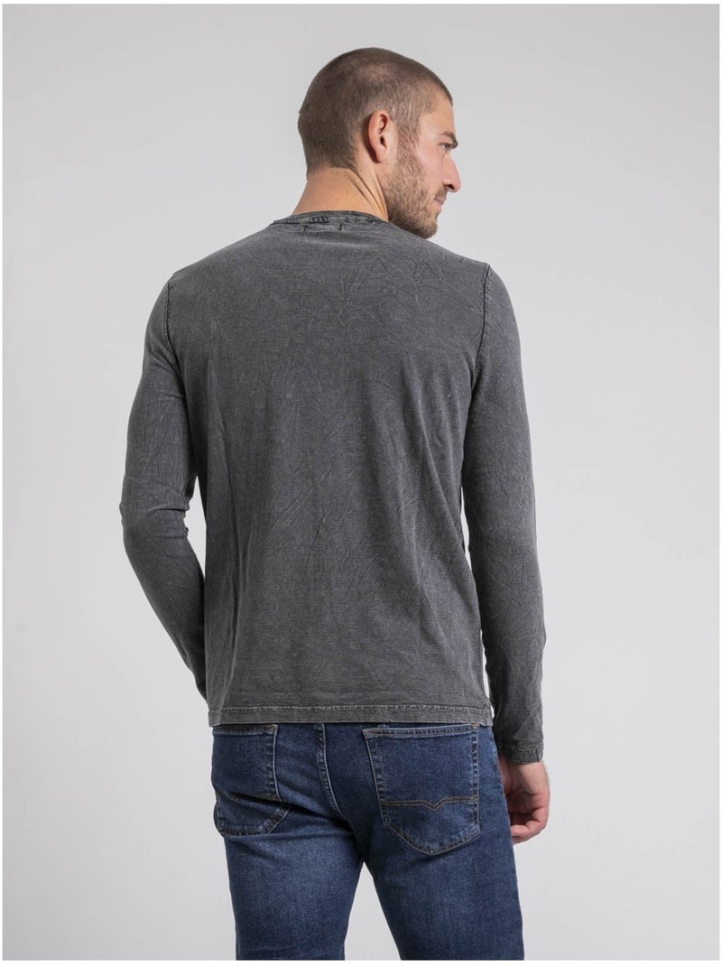 T-shirt manches longues col rond pur coton JABITAL Grigio - Kiabi