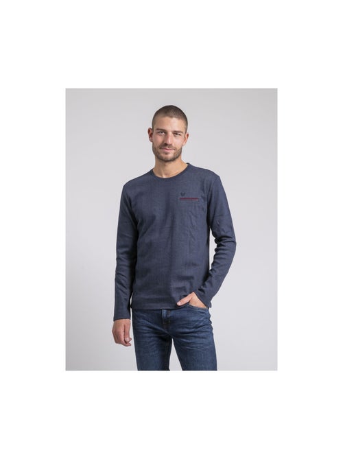 T-shirt manches longues col rond pur coton JABOUTIX - Kiabi