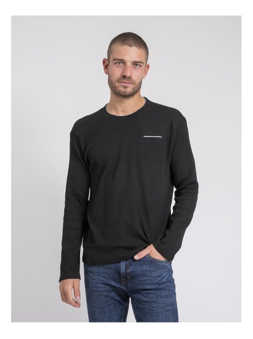 T-shirt manches longues col rond texturé JOVICTOR - Kiabi