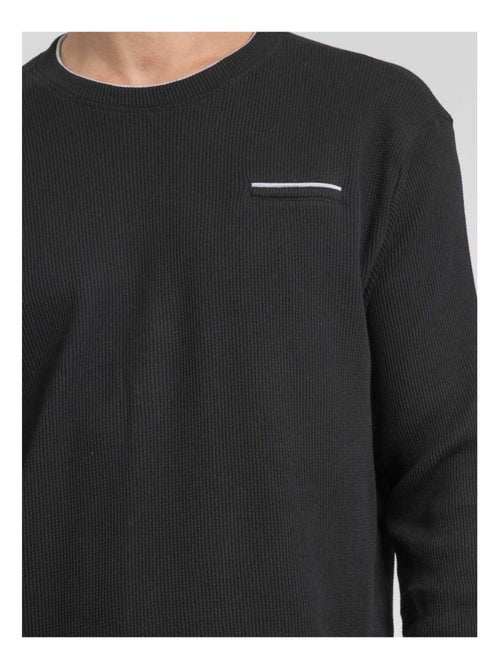 T-shirt manches longues col rond texturé JOVICTOR - Kiabi