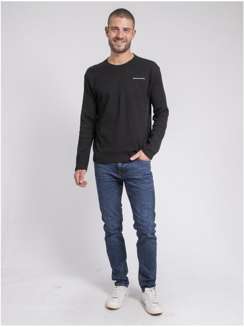 T-shirt manches longues col rond texturé JOVICTOR - Kiabi