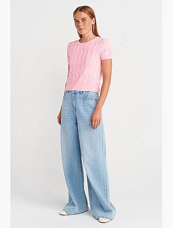 T-shirt manica corta a costine testurizzata dilvin