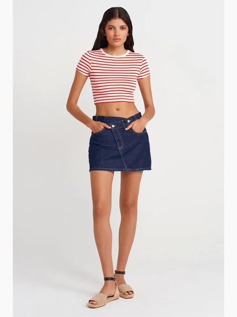T-shirt manica corta a righe dilvin Bianco Rosso - Kiabi