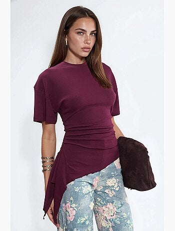 T-shirt manica corta girocollo ampia drappeggiata busem