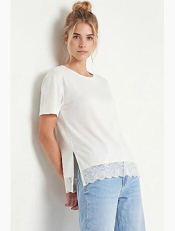T-shirt manica corta pizzo traforato ampia istanbul