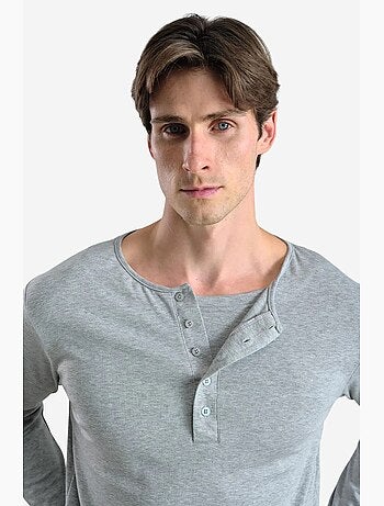 T-shirt manica lunga collo con bottoni giesto