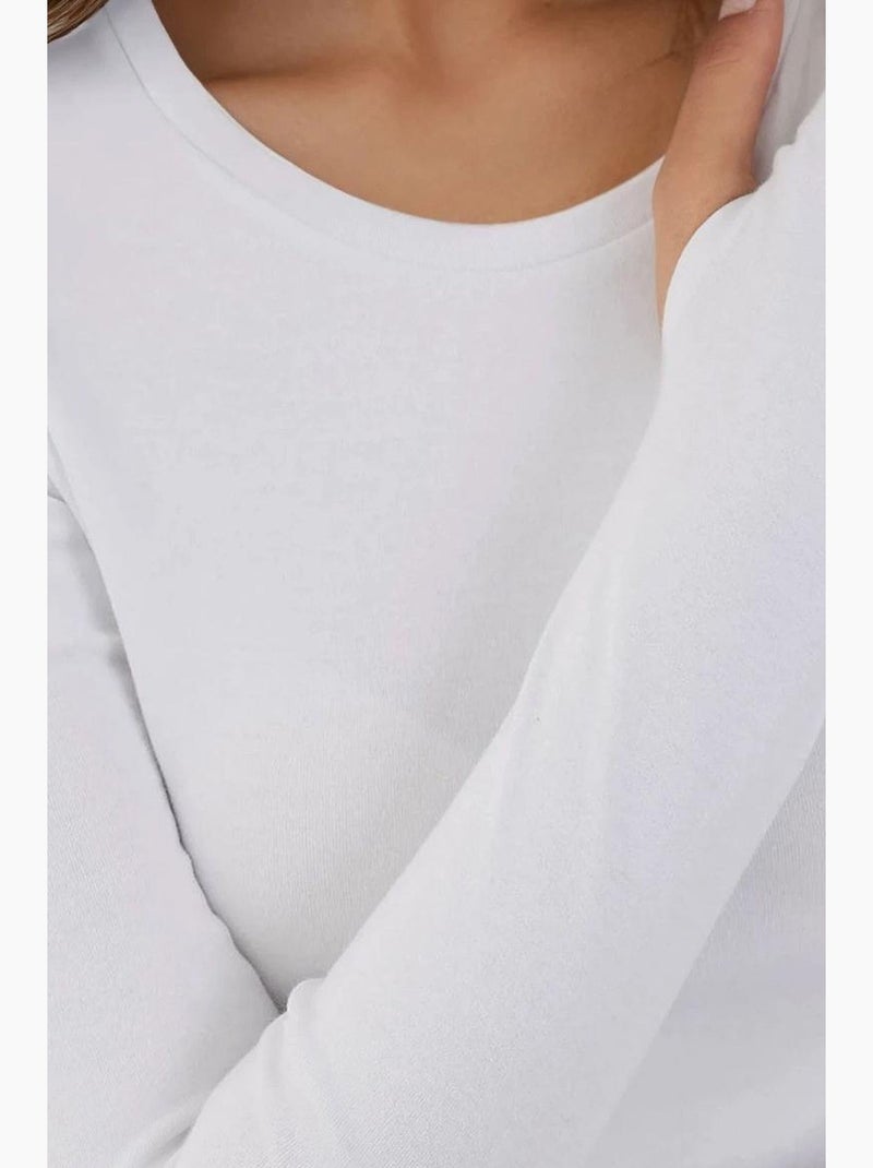 T-shirt manica lunga girocollo elasticizzata hiccup Bianco - Kiabi
