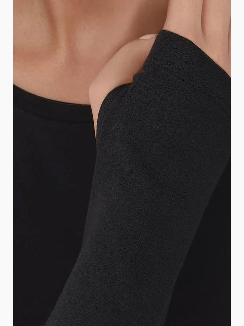 T-shirt manica lunga girocollo elasticizzata hiccup Nero - Kiabi