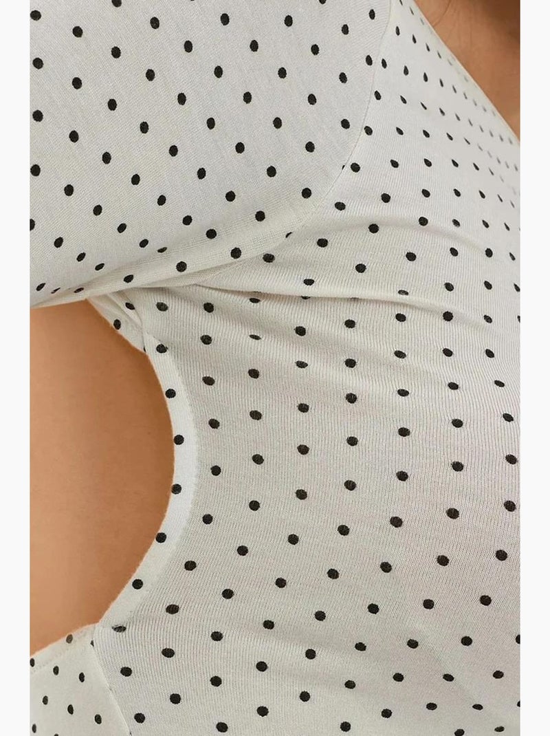 T-shirt manica lunga schiena scoperta a pois aderente hiccup Bianco - Kiabi