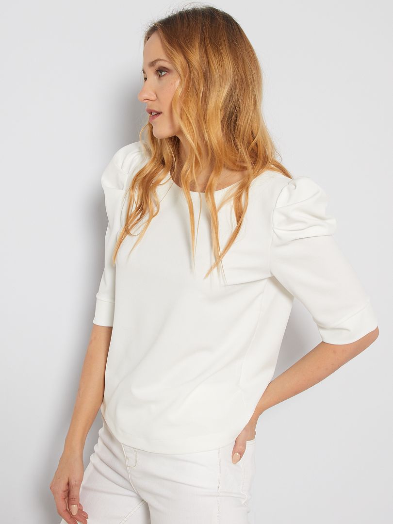 T-shirt maniche a sbuffo Bianco - Kiabi