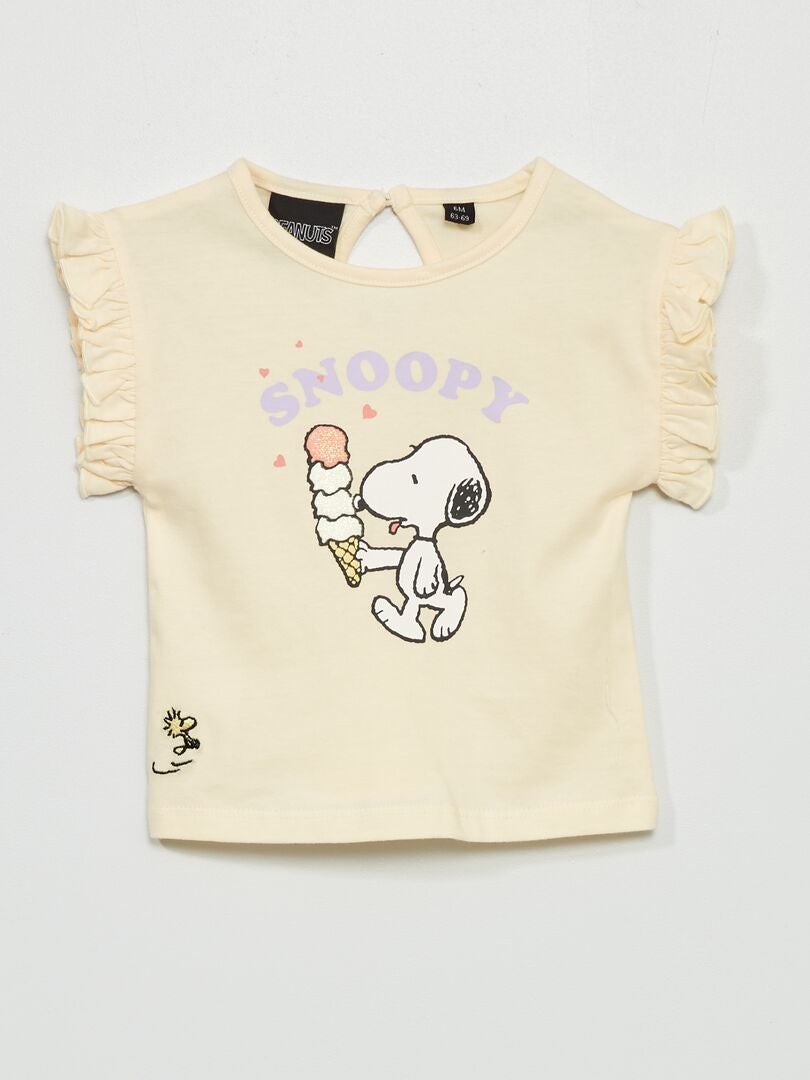 T-shirt maniche con volant 'Snoopy' BIANCO - Kiabi